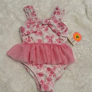 NWT Baby Floral Pink Tulle Swimsuit